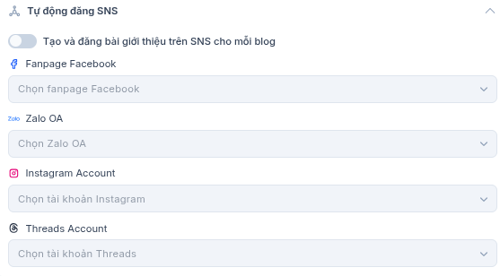 Tùy chọn đăng SNS trong Blog