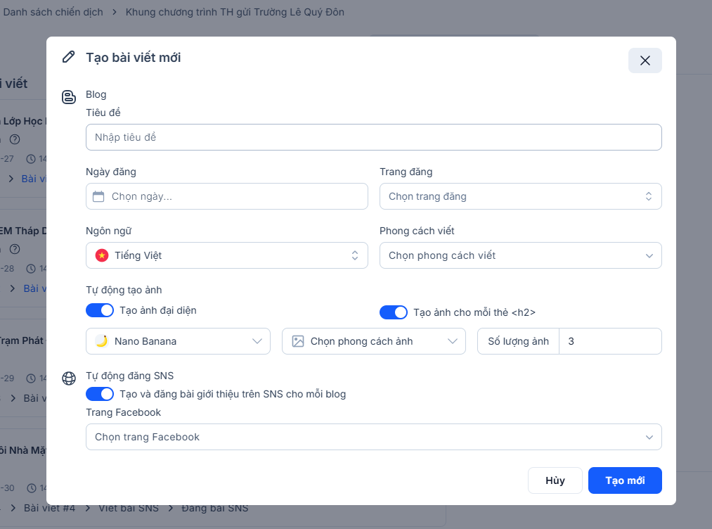 Tạo bài viết mới