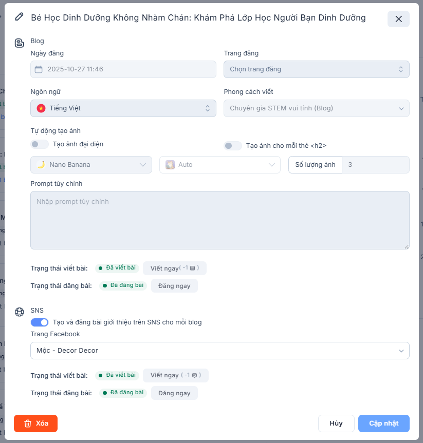 Chỉnh sửa chi tiết bài